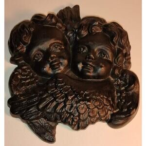 Vintage Cast Iron Twin Angel Wall Decor